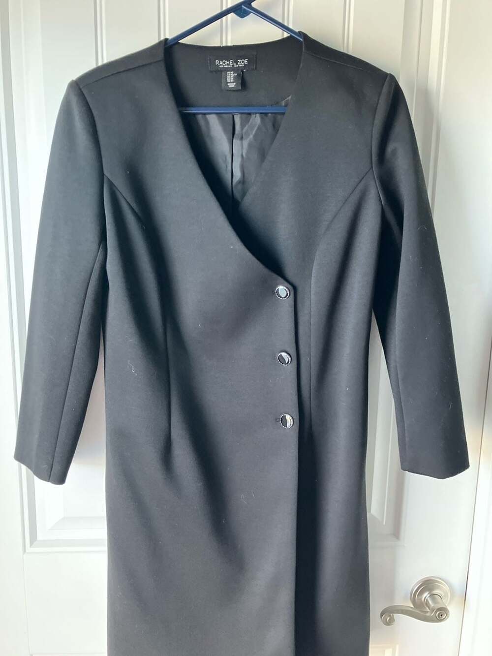 Rachel Zoe Black Asymmetric Button-Front Blazer Dress